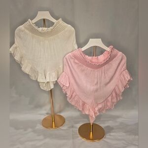 Forever 21 Cream and Pink Ruffle Shorts